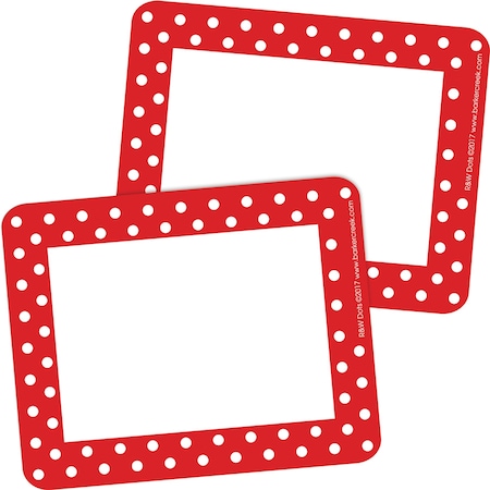 Barker Creek Red & White Dots Name Tags/Self-Adhesive Labels, 90/Set, PK90 3744